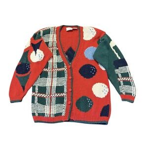 Vtg Van Heusen 90's Golf Knit Cardigan Sweater Womens L California Sweater
